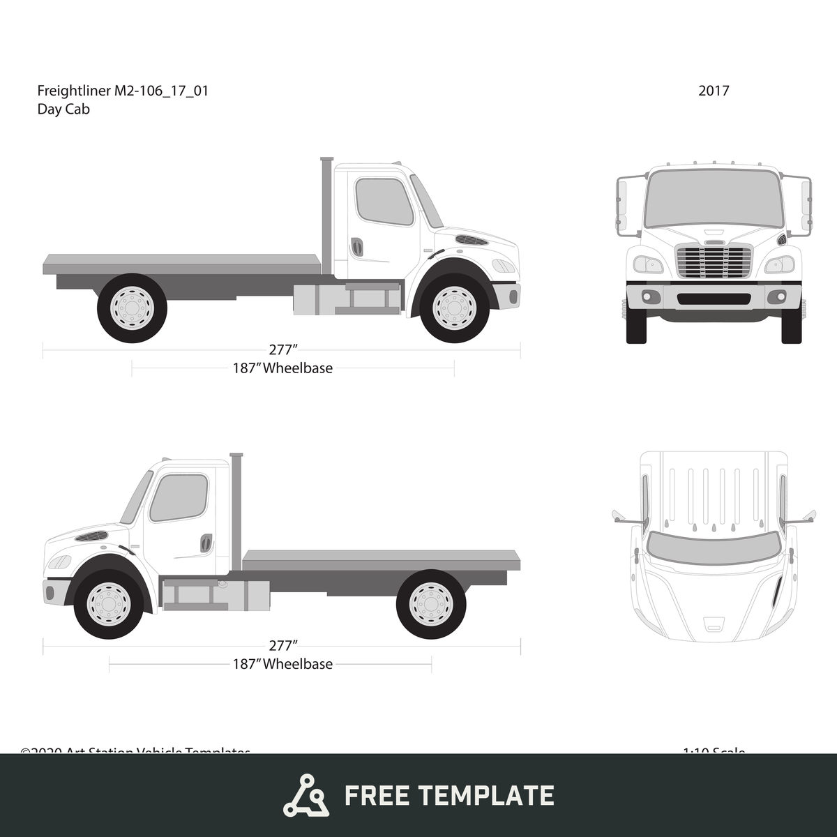 2017 Freightliner M2-106 free vector vehicle wrap template - GravBase