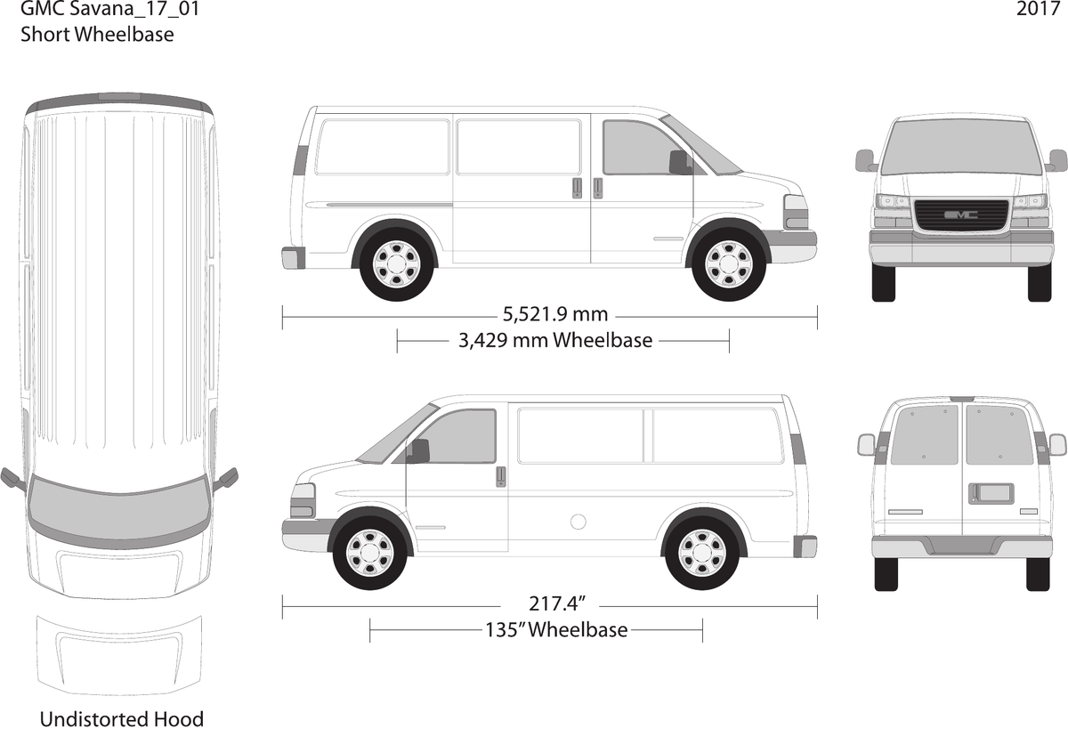 2017 GMC Savana vector wrap template V01, Design-Ready PDF - GravBase