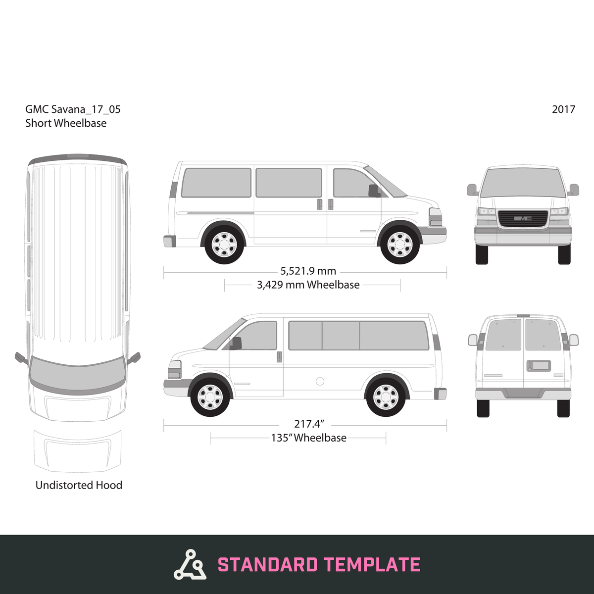 2017 GMC Savana vector wrap template V05, Design-Ready PDF - GravBase