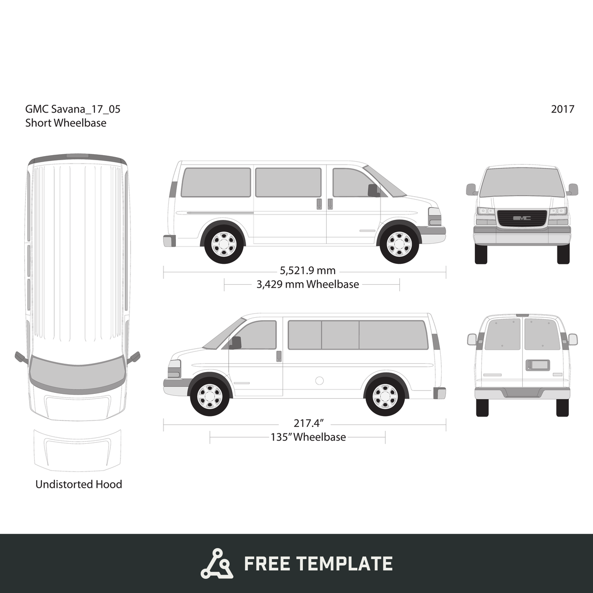 2017 GMC Savana free vector vehicle wrap template - GravBase