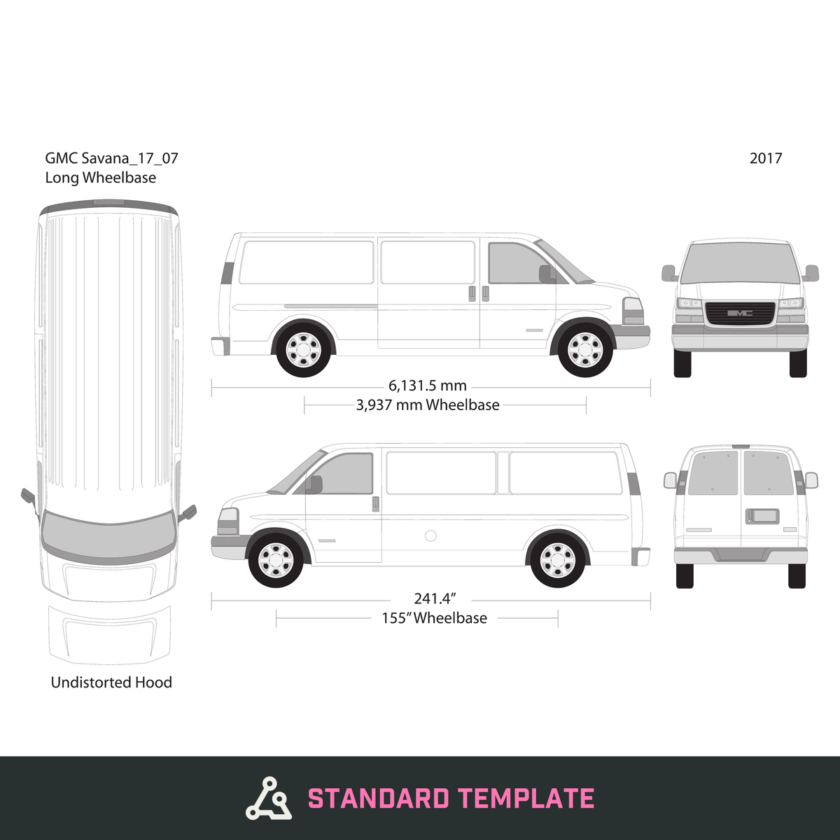 2017 GMC Savana vector wrap template V07, Design-Ready PDF - GravBase