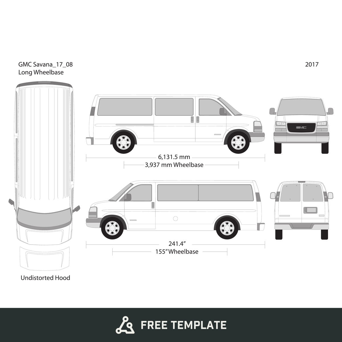 2017 GMC Savana free vector vehicle wrap template - GravBase