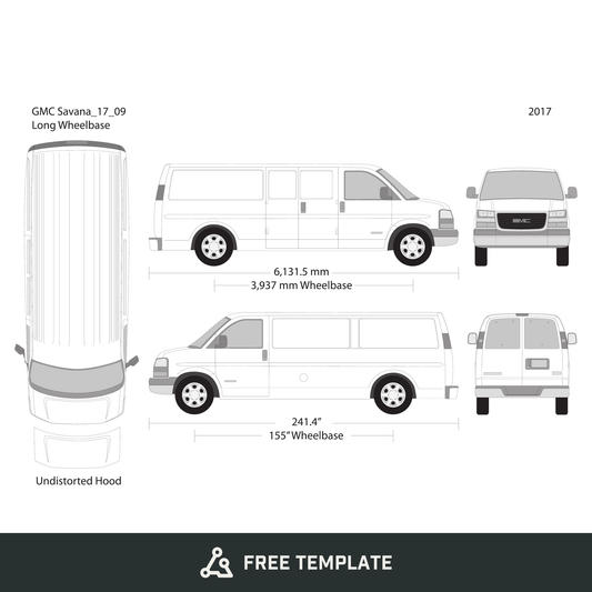 2017 GMC Savana free vector vehicle wrap template - GravBase