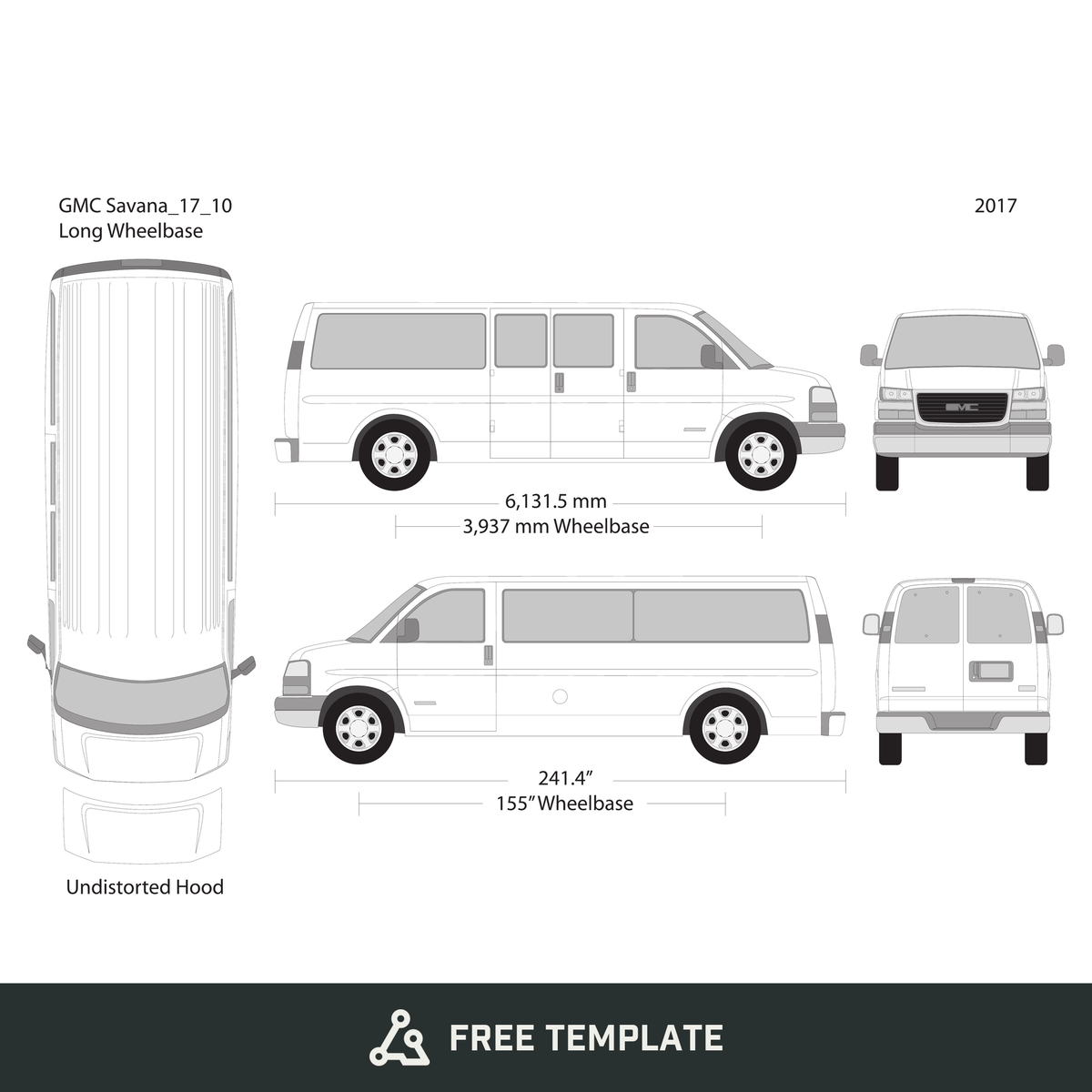 2017 GMC Savana free vector vehicle wrap template - GravBase