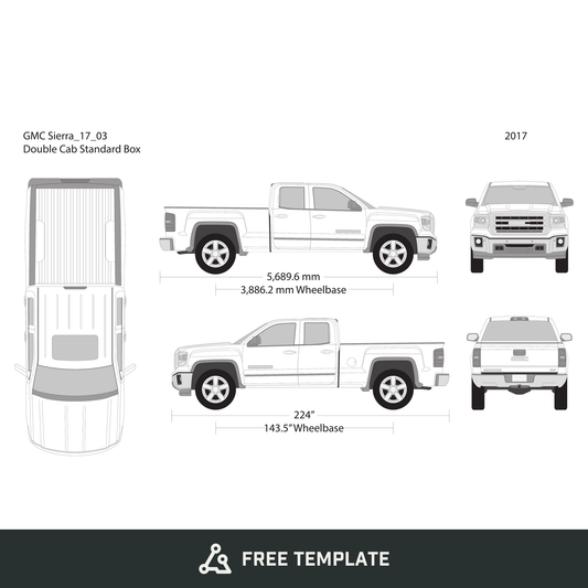 2017 GMC Sierra 1500 free vector vehicle wrap template - GravBase