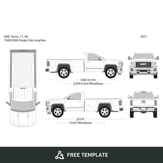 2017 GMC Sierra 2500-3500 HD free vector vehicle wrap template - GravBase
