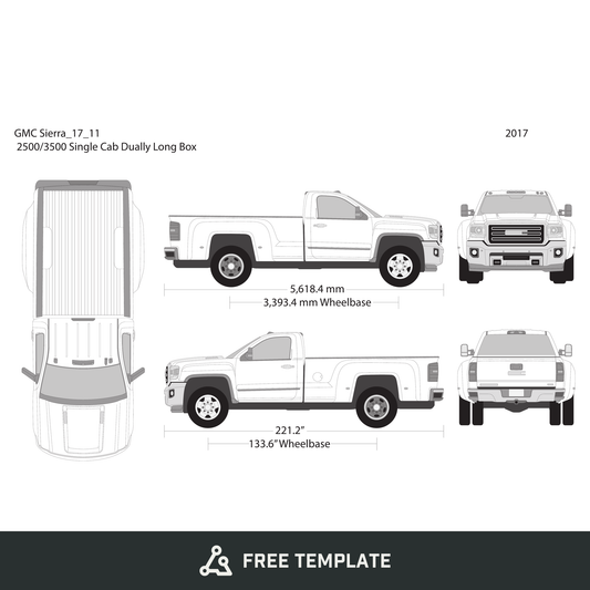 2017 GMC Sierra 2500-3500 HD free vector vehicle wrap template - GravBase