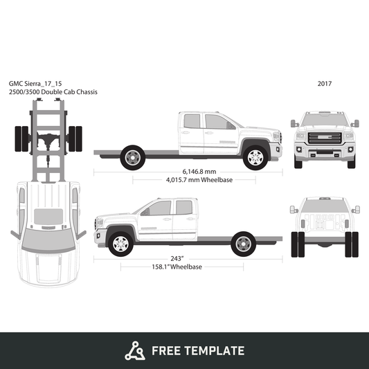 2017 GMC Sierra 2500-3500 HD free vector vehicle wrap template - GravBase