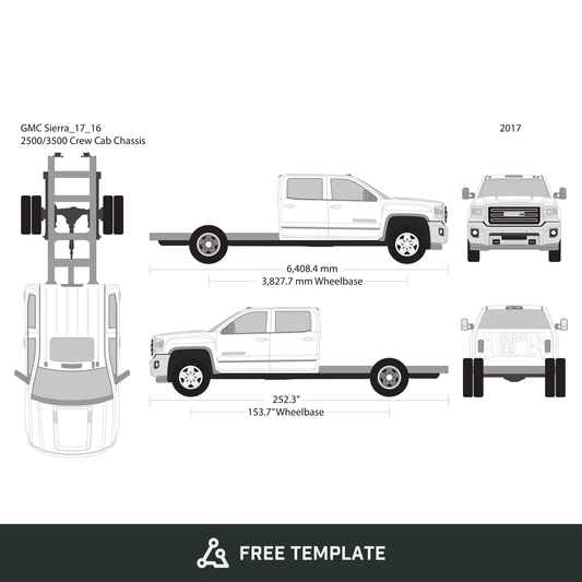 2017 GMC Sierra 2500-3500 HD free vector vehicle wrap template - GravBase
