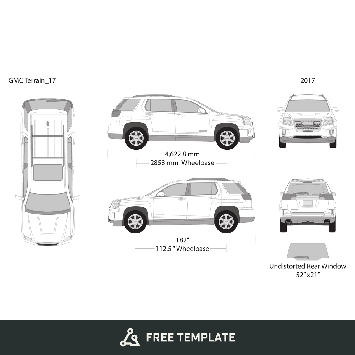 2017 GMC Terrain free vector vehicle wrap template - GravBase