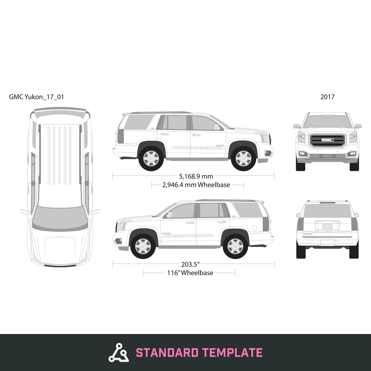 2017 GMC Yukon vector wrap template V01, Design-Ready PDF - GravBase