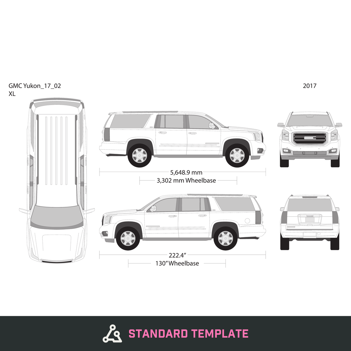 2017 GMC Yukon vector wrap template V02, Design-Ready PDF - GravBase