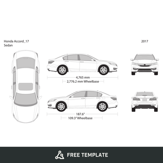 2017 Honda Accord Sedan free vector vehicle wrap template - GravBase