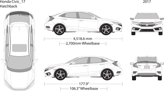 2017 Honda Civic Hatchback vector wrap template, Design-Ready PDF - GravBase