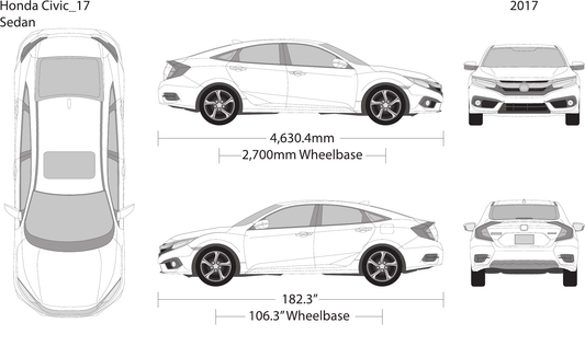 2017 Honda Civic Sedan vector wrap template, Design-Ready PDF - GravBase