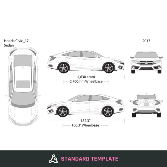 2017 Honda Civic Sedan vector wrap template, Design-Ready PDF - GravBase