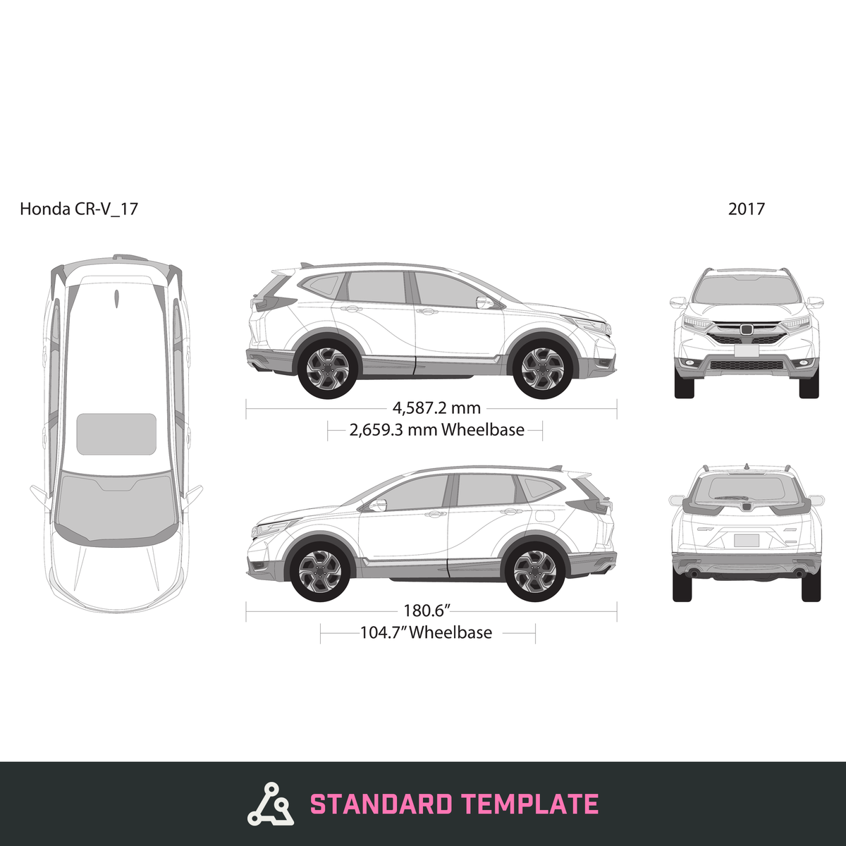 2017 Honda CR-V vector wrap template, Design-Ready PDF - GravBase