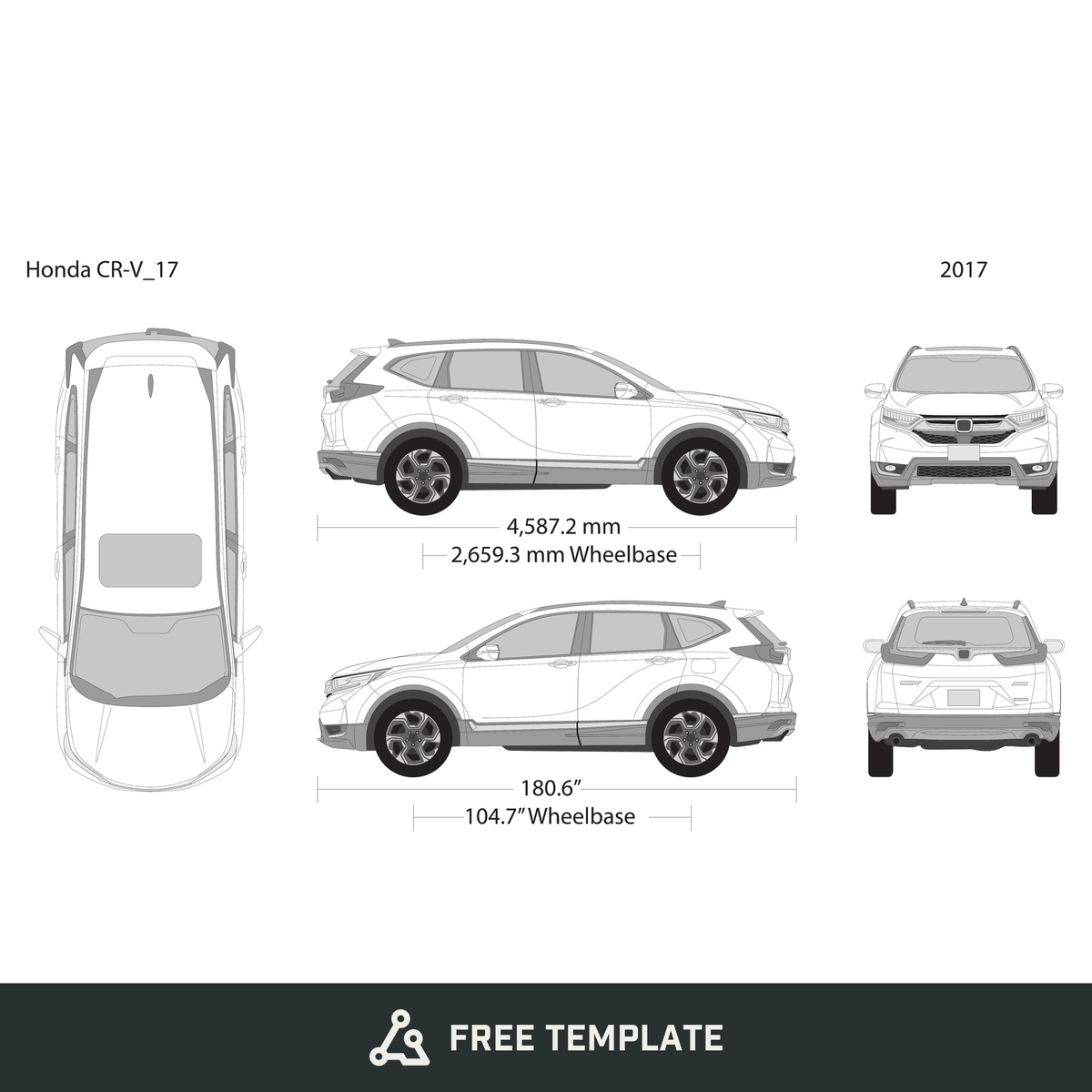 2017 Honda CR-V free vector vehicle wrap template - GravBase