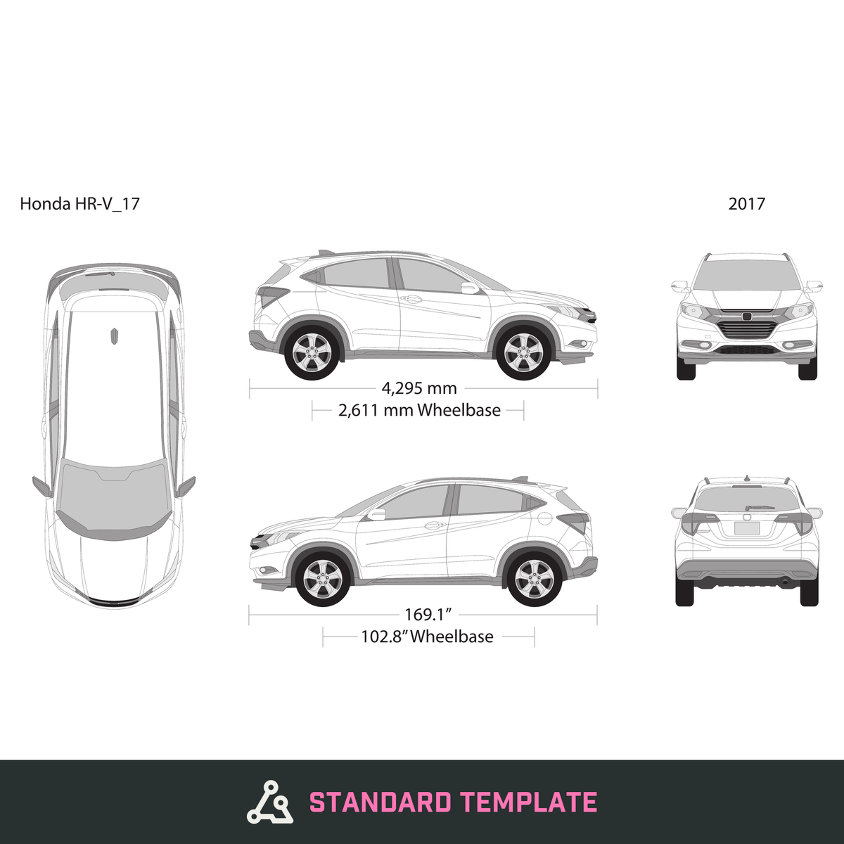 2017 Honda HR-V vector wrap template, Design-Ready PDF - GravBase