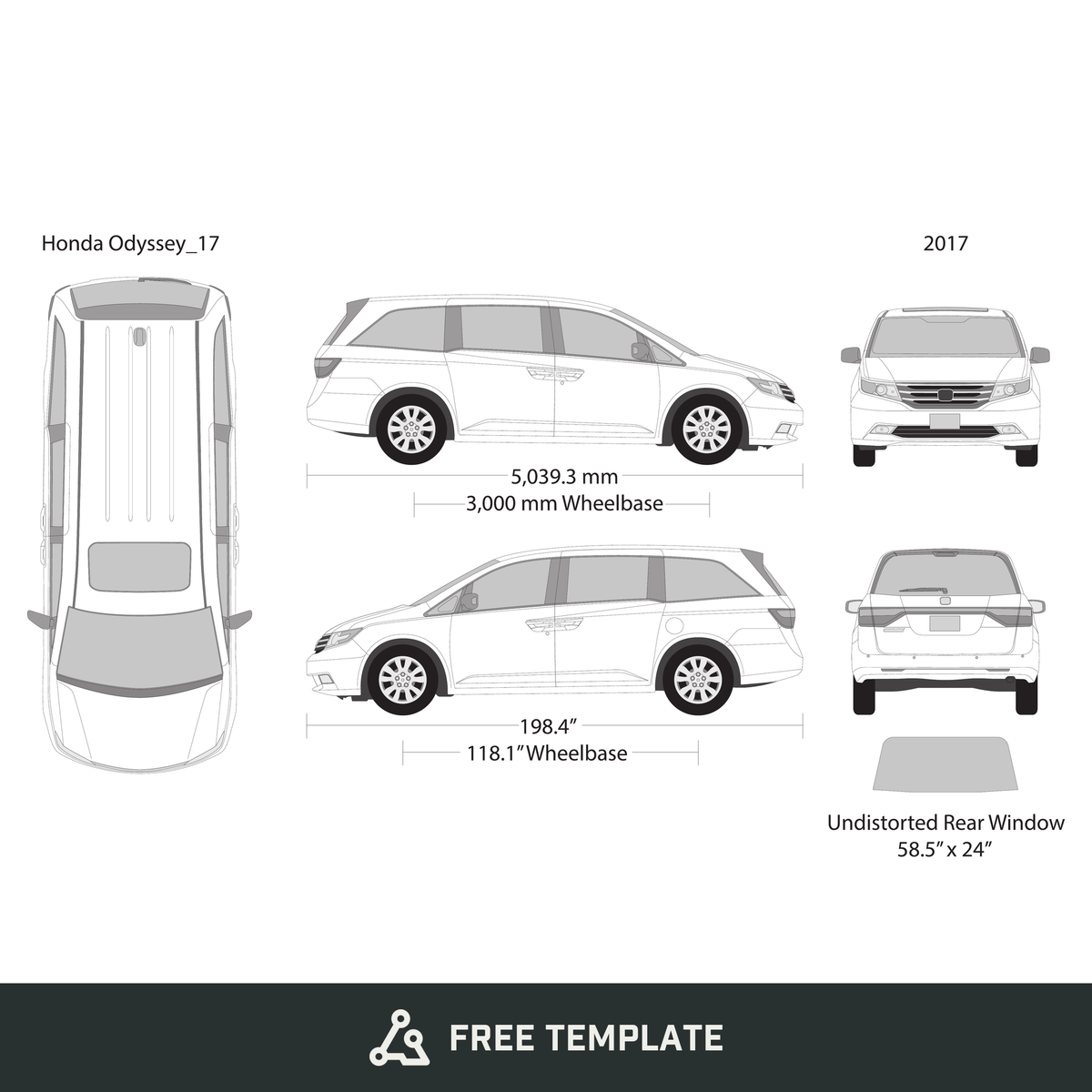 2017 Honda Odyssey free vector vehicle wrap template - GravBase