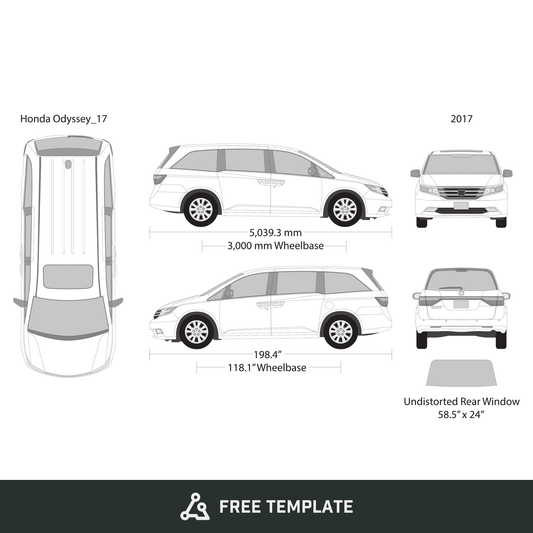 2017 Honda Odyssey free vector vehicle wrap template - GravBase