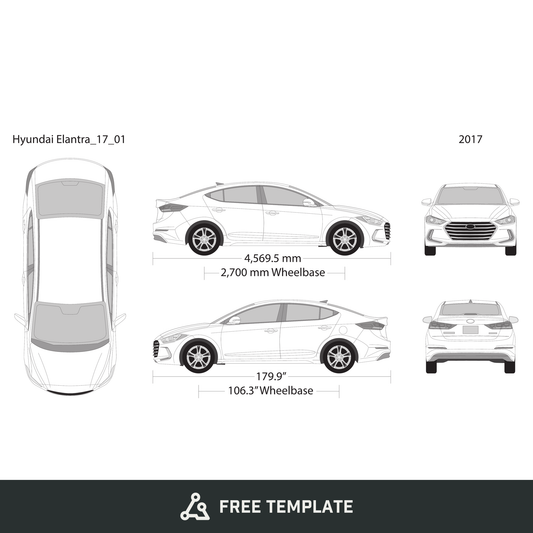 2017 Hyundai Elantra free vector vehicle wrap template - GravBase