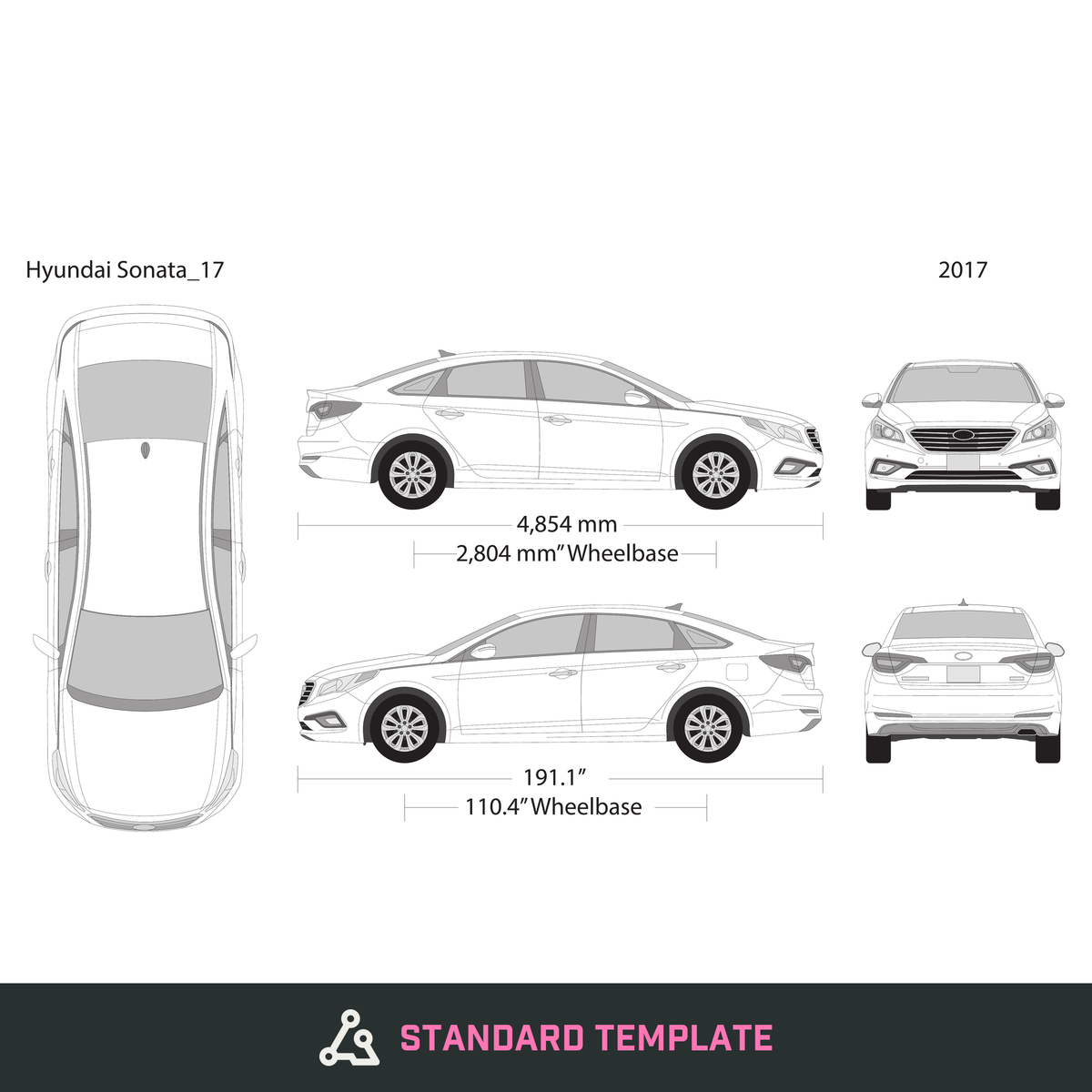 2017 Hyundai Sonata vector wrap template, Design-Ready PDF - GravBase