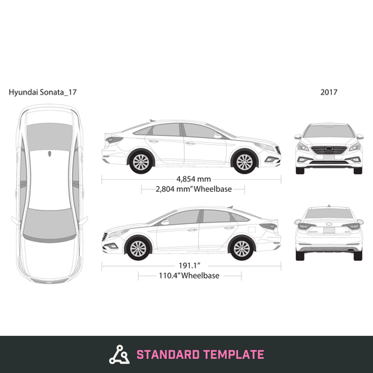 2017 Hyundai Sonata vector wrap template, Design-Ready PDF - GravBase