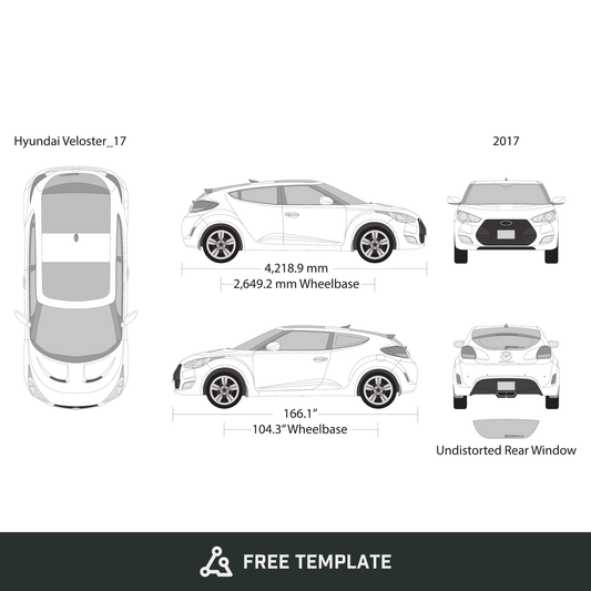 2017 Hyundai Veloster free vector vehicle wrap template - GravBase