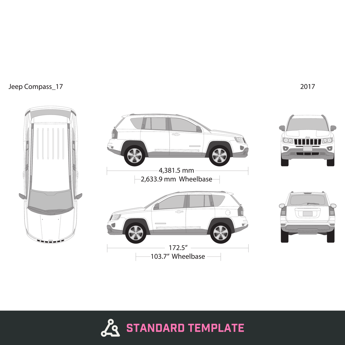 2017 Jeep Compass vector wrap template, Design-Ready PDF - GravBase