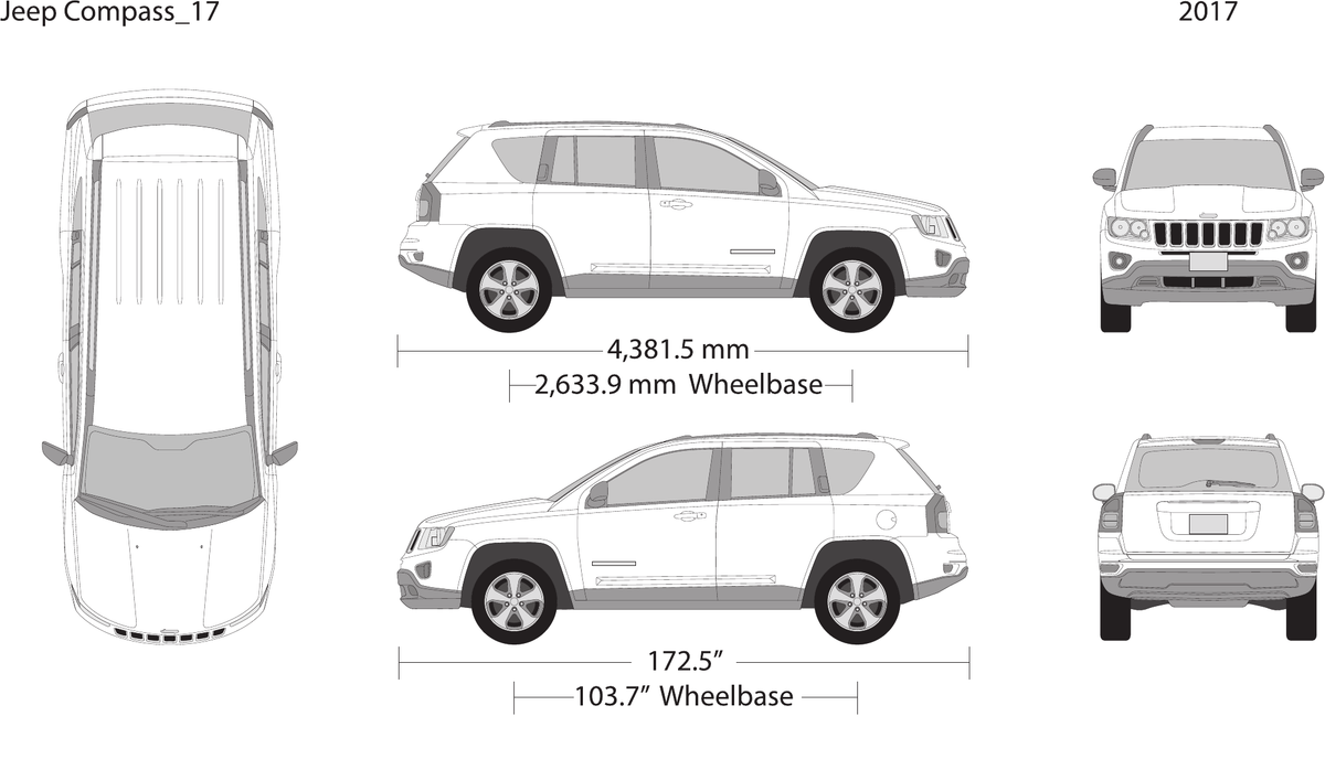 2017 Jeep Compass vector wrap template, Design-Ready PDF - GravBase