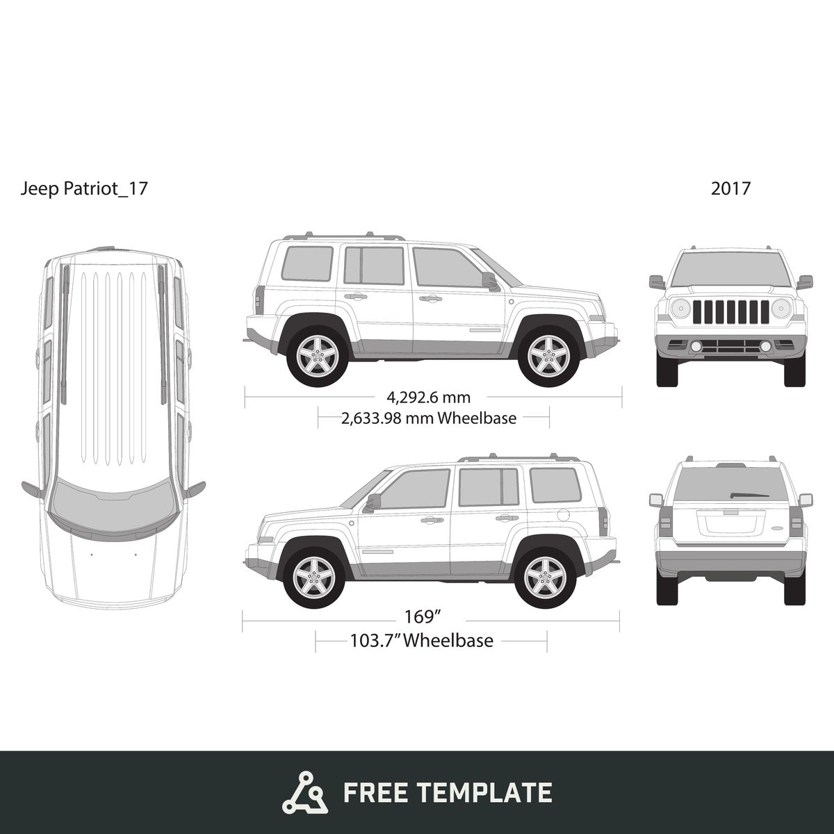 2017 Jeep Patriot free vector vehicle wrap template - GravBase