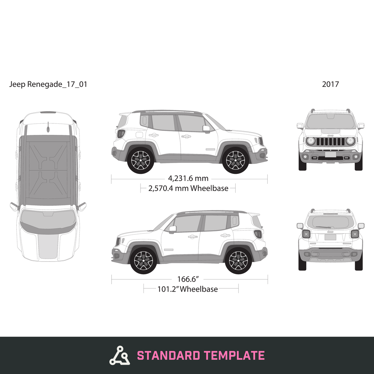 2017 Jeep Renegade vector wrap template, Design-Ready PDF - GravBase