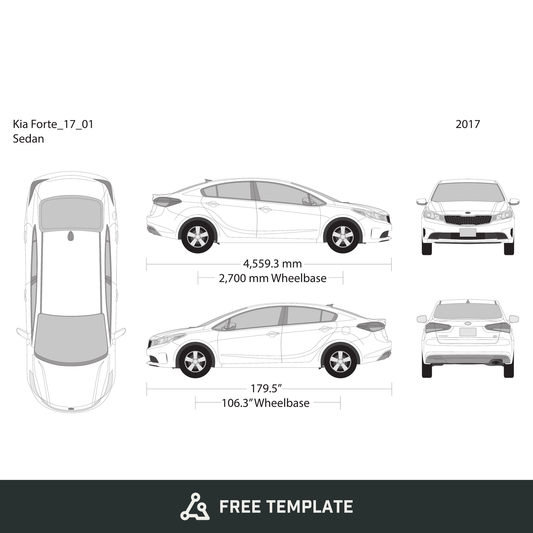 2017 Kia Forte free vector vehicle wrap template - GravBase