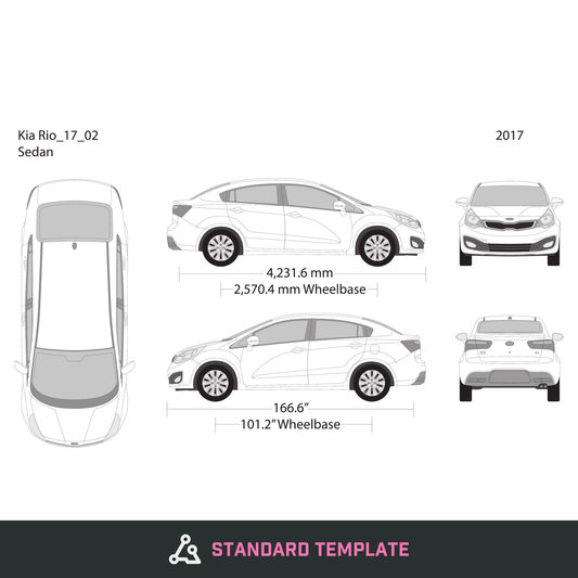 2017 Kia Rio vector wrap template, Design-Ready PDF - GravBase