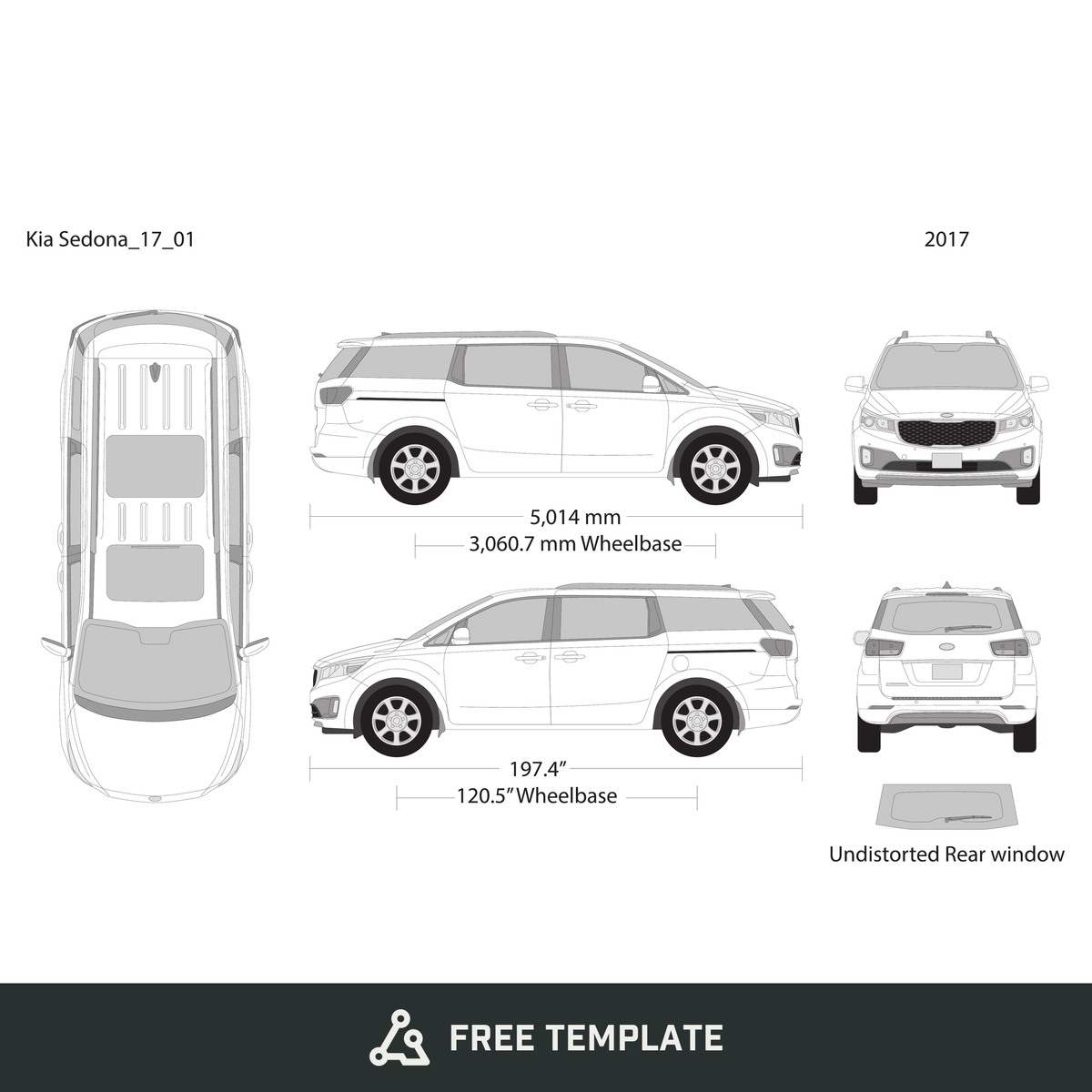 2017 Kia Sedona free vector vehicle wrap template - GravBase