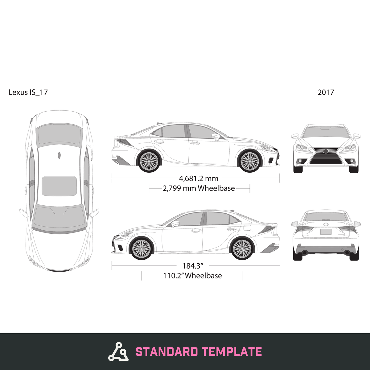 2017 Lexus IS vector wrap template, Design-Ready PDF - GravBase