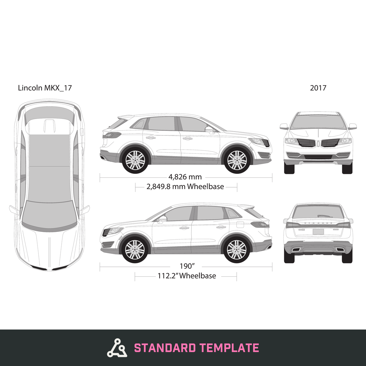 2017 Lincoln MKX vector wrap template, Design-Ready PDF - GravBase