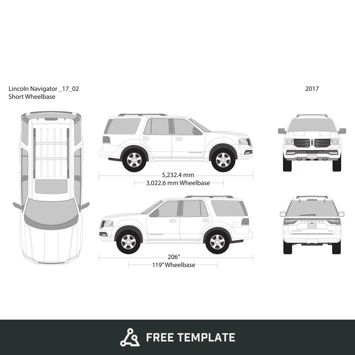 2017 Lincoln Navigator free vector vehicle wrap template - GravBase