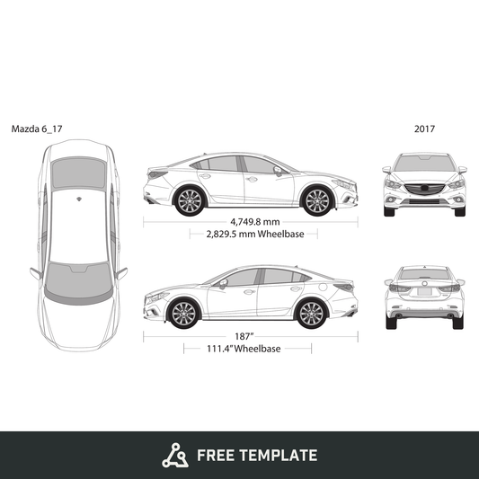2017 Mazda 6 free vector vehicle wrap template - GravBase