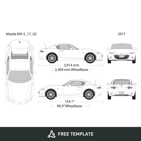 2017 Mazda MX-5 free vector vehicle wrap template - GravBase