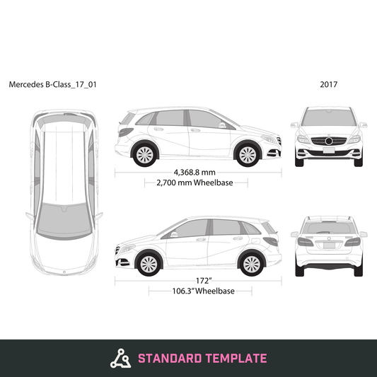 2017 Mercedes B-Class vector wrap template, Design-Ready PDF - GravBase