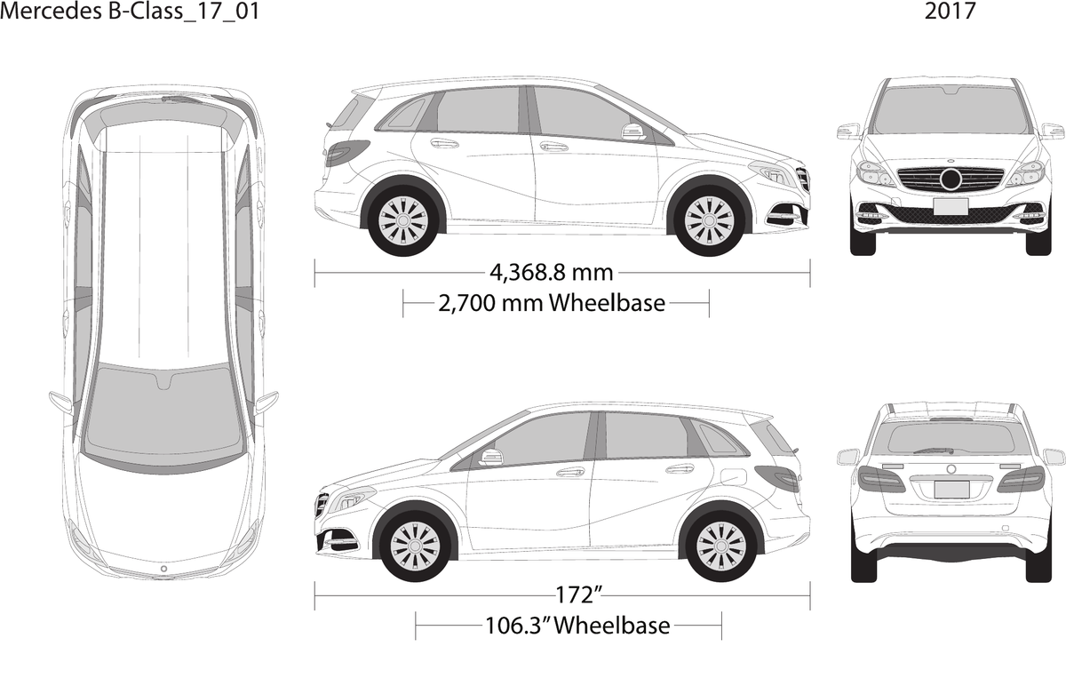 2017 Mercedes B-Class vector wrap template, Design-Ready PDF - GravBase