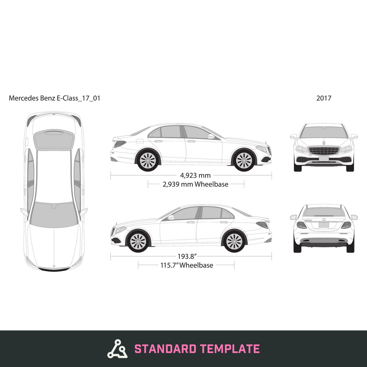 2017 Mercedes E-Class vector wrap template V01, Design-Ready PDF - GravBase
