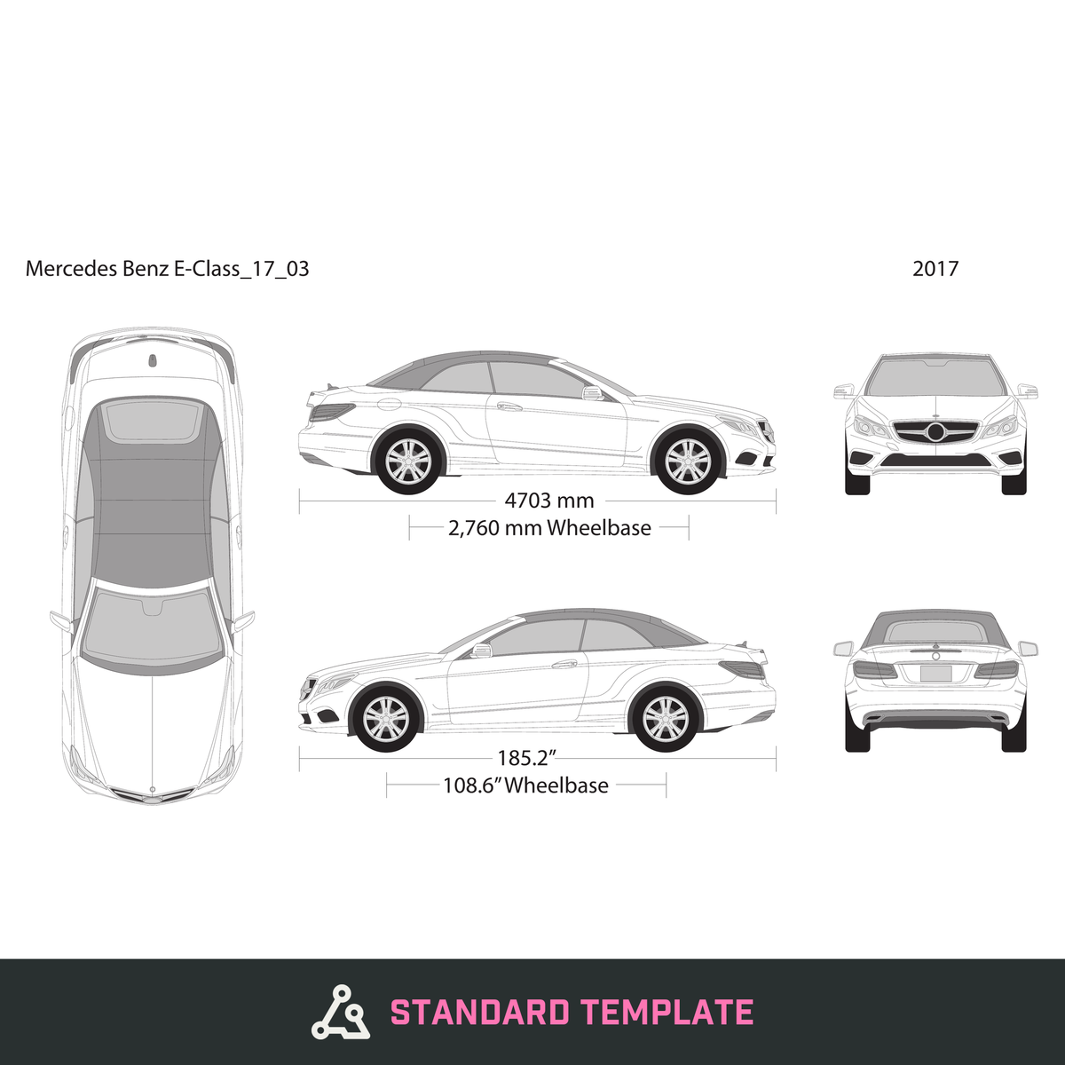 2017 Mercedes E-Class vector wrap template V03, Design-Ready PDF - GravBase