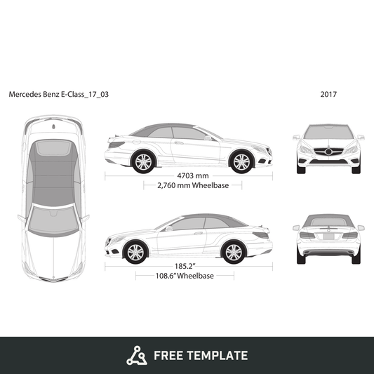 2017 Mercedes E-Class free vector vehicle wrap template - GravBase