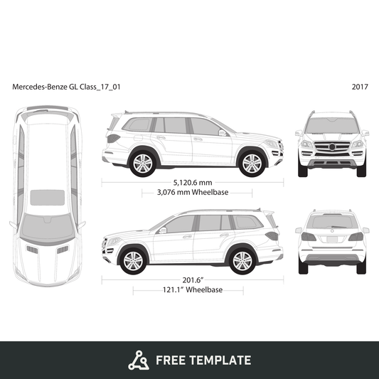 2017 Mercedes Gl-Class free vector vehicle wrap template - GravBase