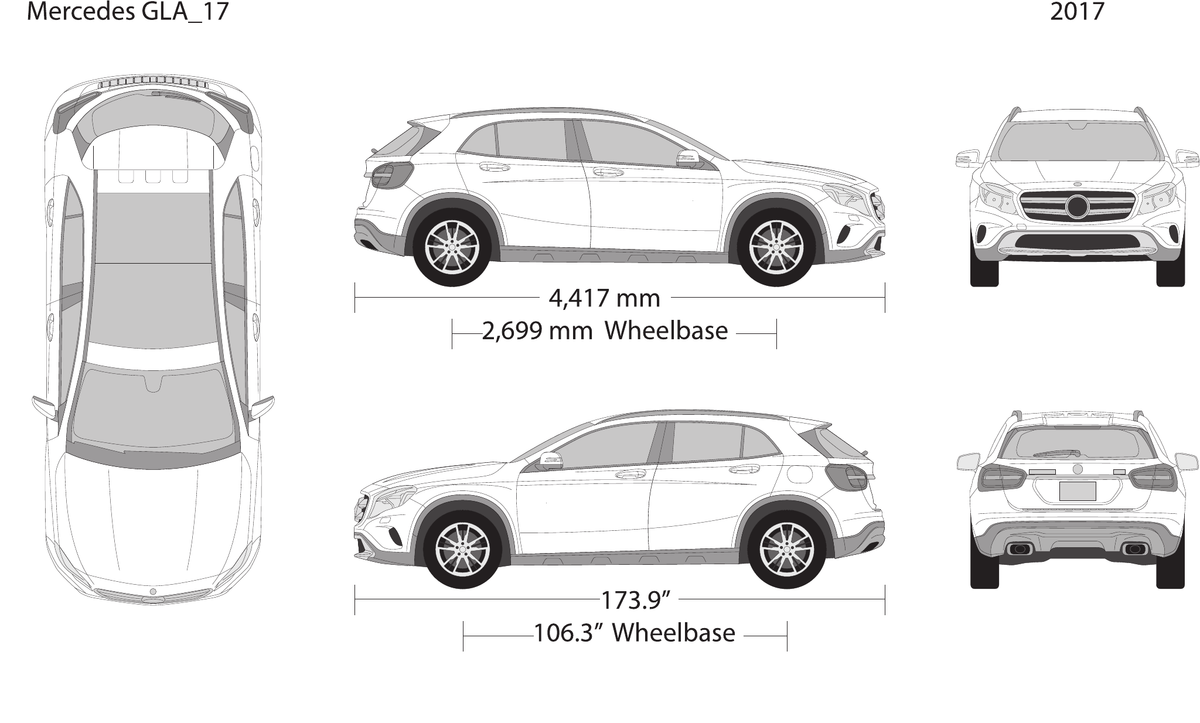 2017 Mercedes GLA Vector Wrap Template - GravBase