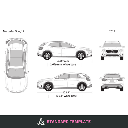 2017 Mercedes GLA vector wrap template, Design-Ready PDF - GravBase