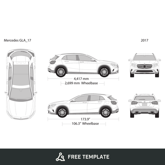 2017 Mercedes GLA free vector vehicle wrap template - GravBase